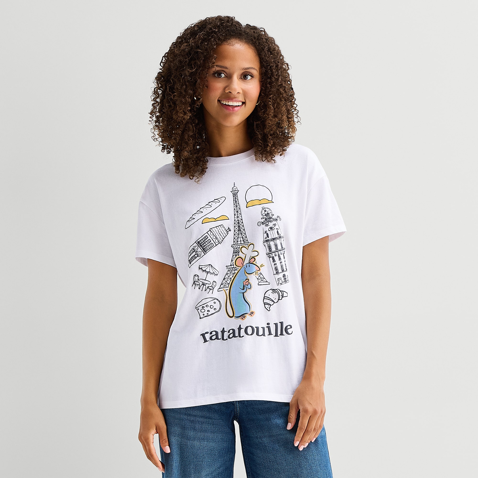 Ratatouille Boyfriend Tee Womens Juniors Crew Neck Short Sleeve Loose Fit Graphic T-Shirt