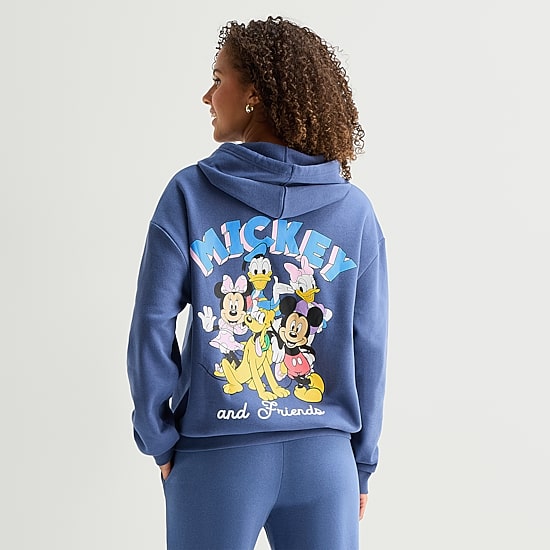 Womens Juniors Long Sleeve Mickey Mouse Hoodie