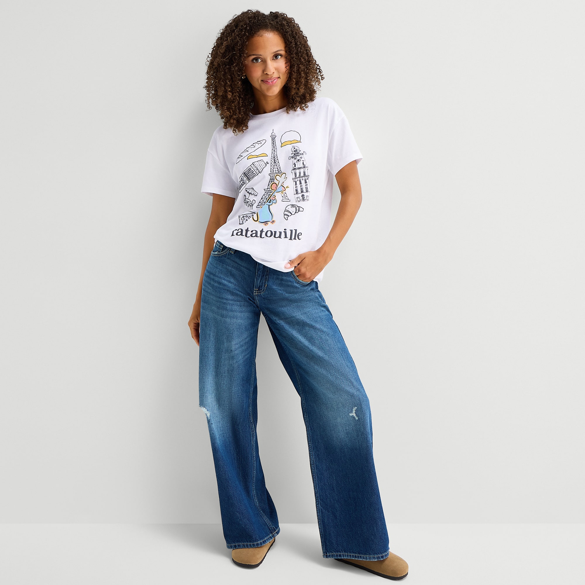 Ratatouille Boyfriend Tee Womens Juniors Crew Neck Short Sleeve Loose Fit Graphic T-Shirt