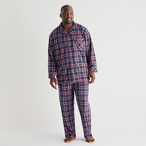 St. John's Bay Mens Fleece Long Sleeve 2-pc. Big And Tall Pajama Set In Red