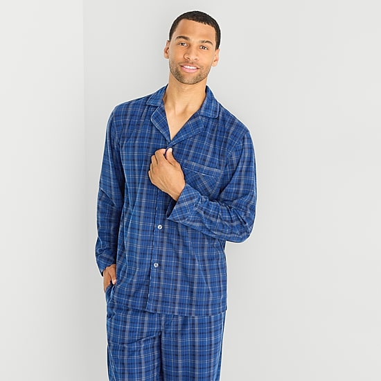St. John's Bay Mens Fleece Long Sleeve 2-pc. Big and Tall Pajama Set