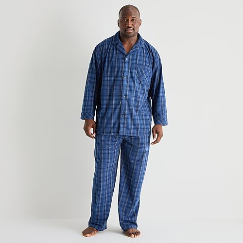 St. John's Bay Mens Fleece Long Sleeve 2-pc. Big And Tall Pajama Set In Blue
