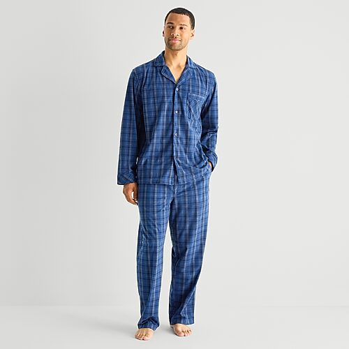 St. John's Bay Mens Fleece Long Sleeve 2-pc. Big And Tall Pajama Set In Blue