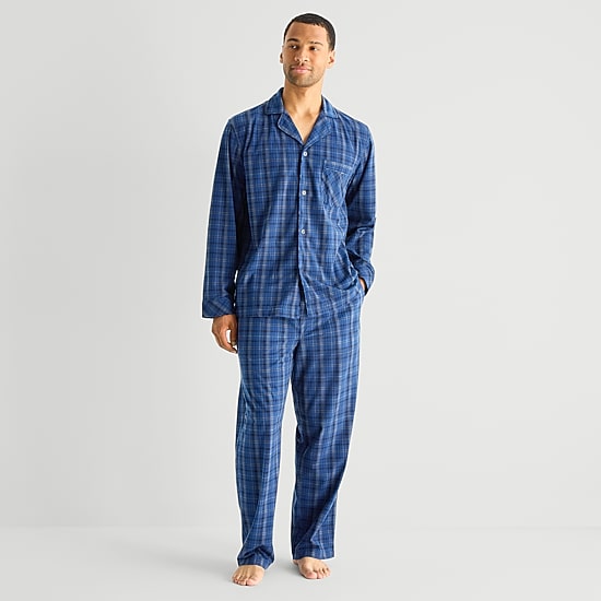 St. John's Bay Mens Fleece Long Sleeve 2-pc. Big and Tall Pajama Set