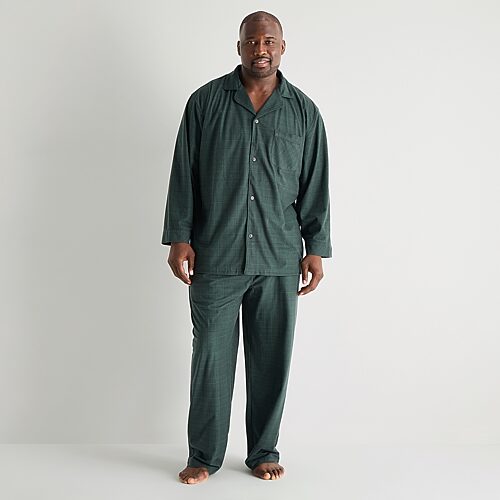 St. John's Bay Mens Fleece Long Sleeve 2-pc. Big And Tall Pajama Set In Green