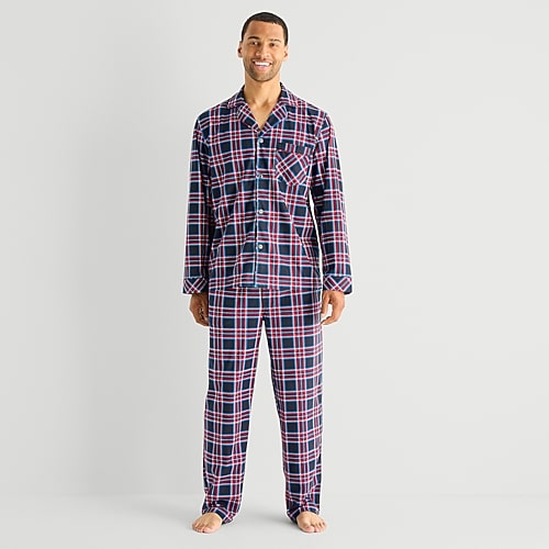 St. John's Bay Mens Fleece Long Sleeve 2-pc. Big And Tall Pajama Set In Multi