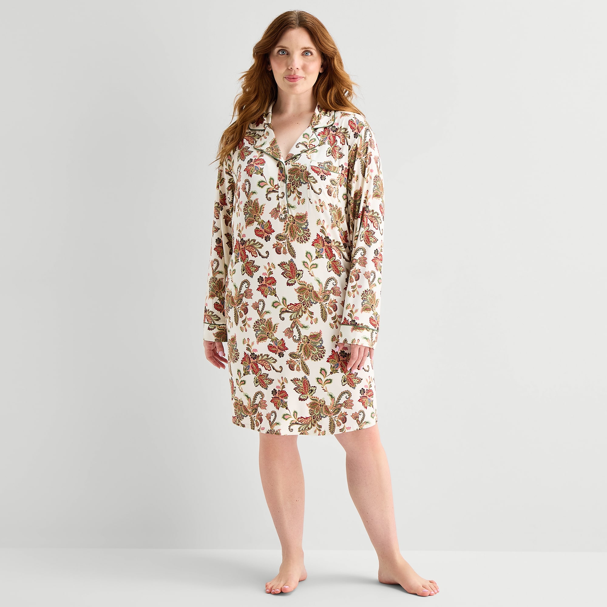 Liz Claiborne Cool and Calm Womens Long Sleeve Nightshirt