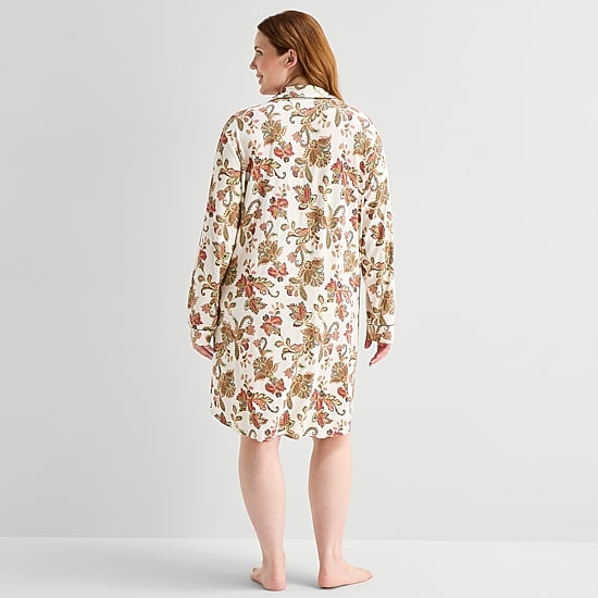 Liz Claiborne Cool and Calm Womens Long Sleeve Nightshirt