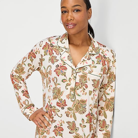 Liz Claiborne Cool and Calm Womens Long Sleeve Nightshirt