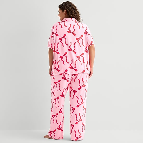 Sleep Chic Womens Short Sleeve 2-pc. Plus Pajama Set