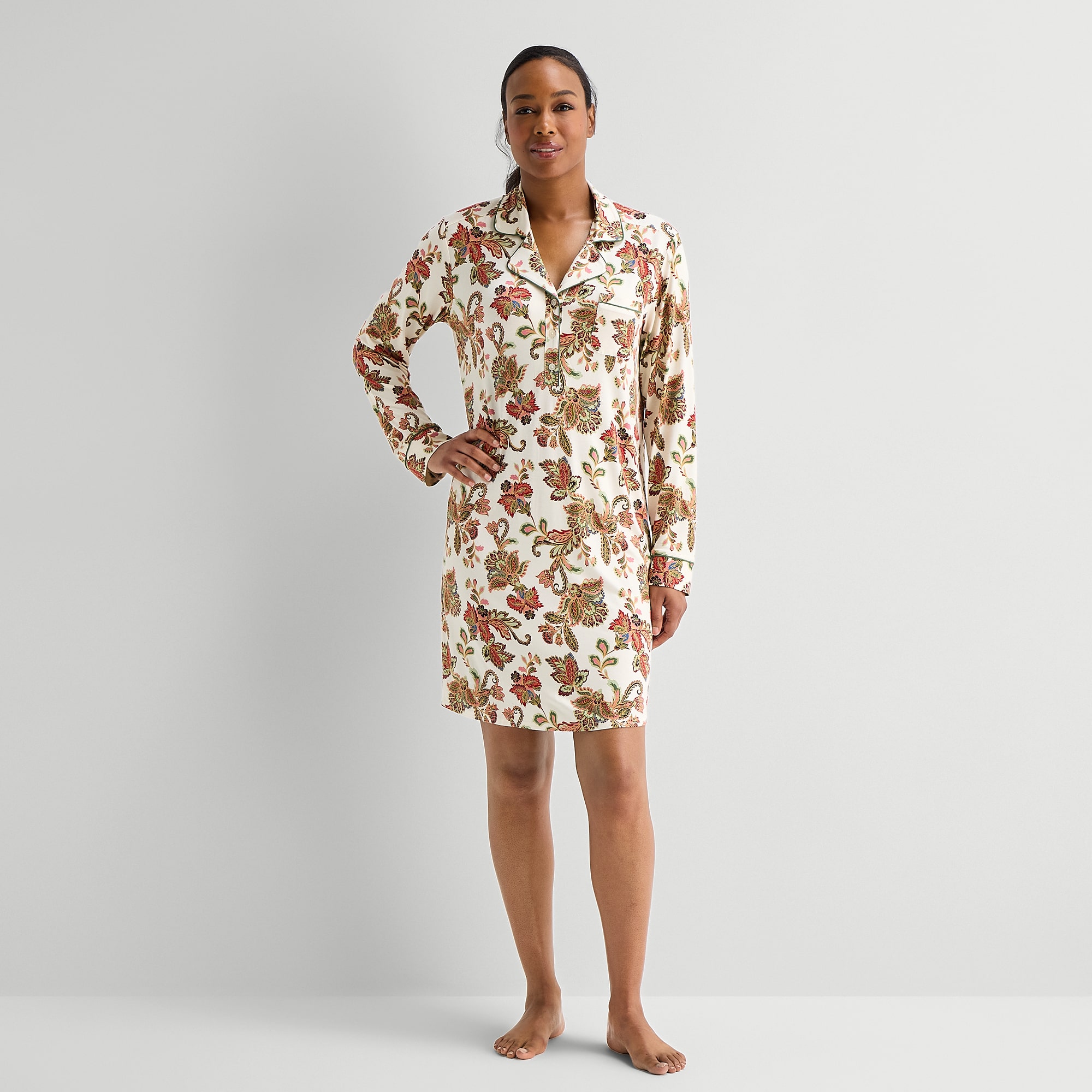 Liz Claiborne Cool and Calm Womens Long Sleeve Nightshirt