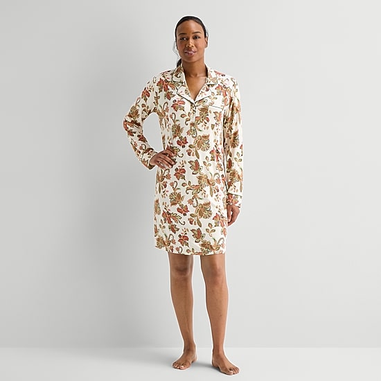Liz Claiborne Cool and Calm Womens Long Sleeve Nightshirt