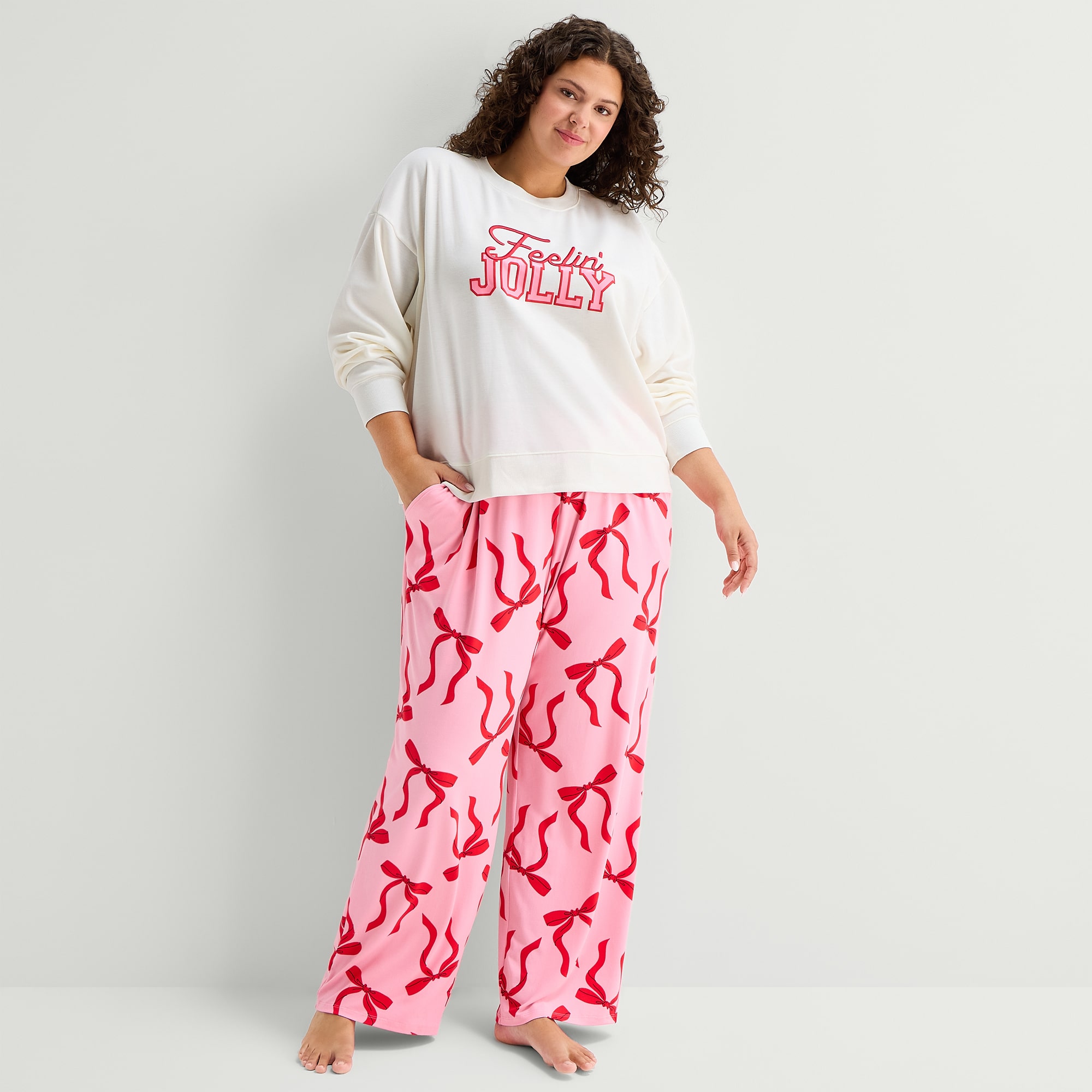 Sleep Chic Womens Boat Neck Long Sleeve Plus Pajama Top