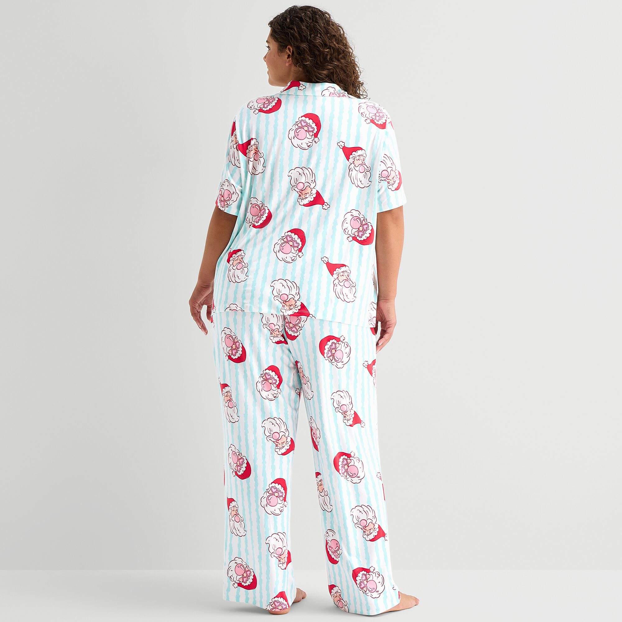 Sleep Chic Womens Short Sleeve 2-pc. Plus Pajama Set