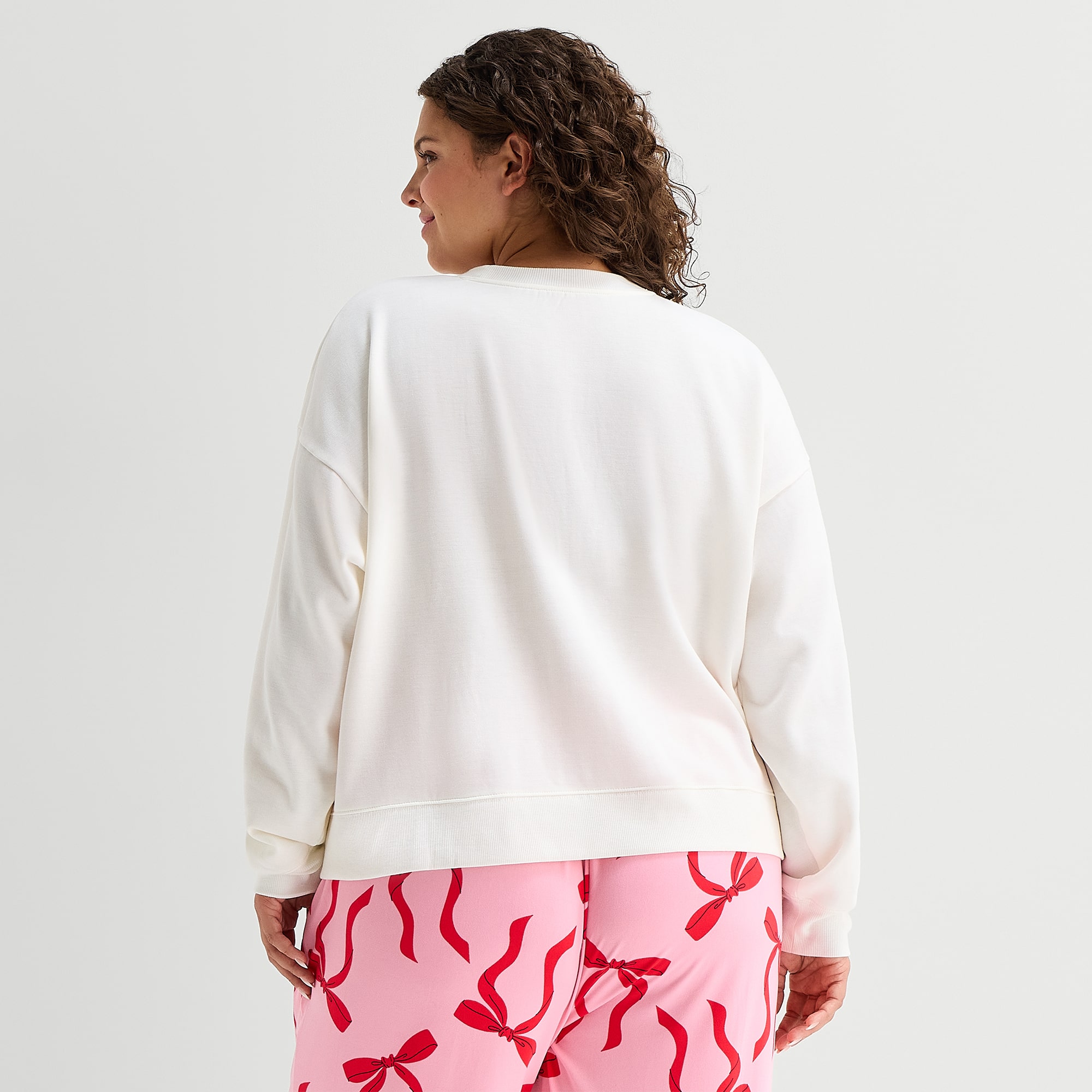 Sleep Chic Womens Boat Neck Long Sleeve Plus Pajama Top