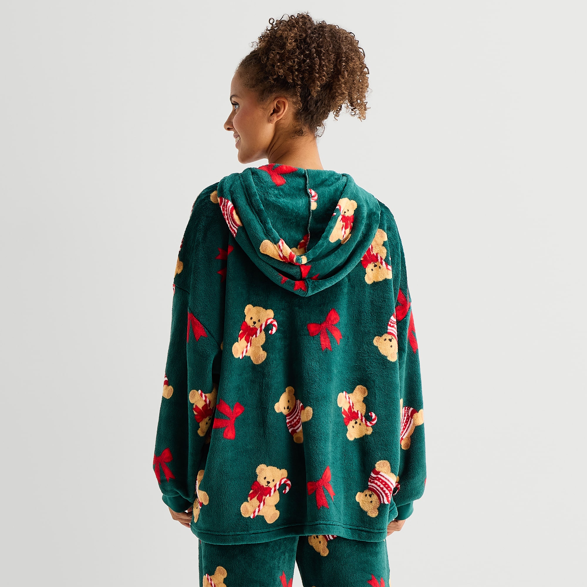 Arizona Body Womens Juniors Fleece Long Sleeve Hooded Nightgown