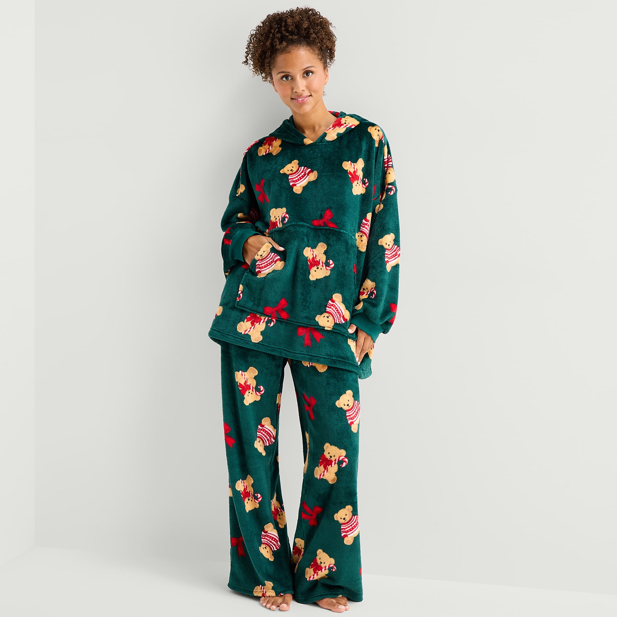Arizona Body Womens Juniors Fleece Long Sleeve Hooded Nightgown