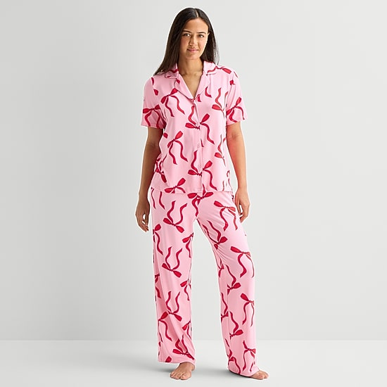 Sleep Chic Womens Short Sleeve 2-pc. Pajama Set