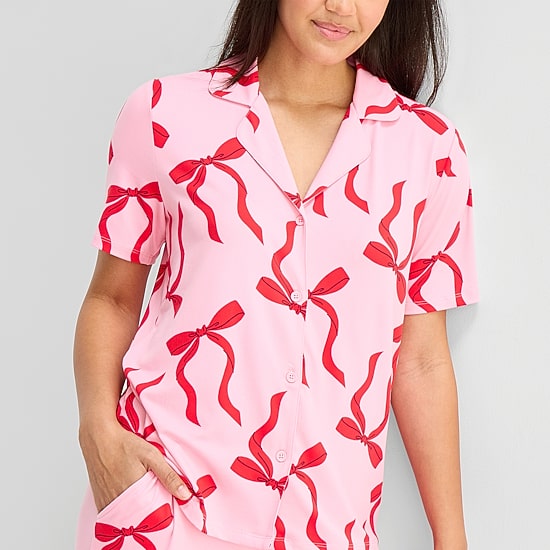 Sleep Chic Womens Short Sleeve 2-pc. Pajama Set