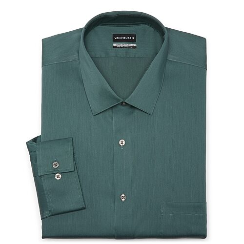 Van Heusen Ultra Flex Big And Tall Mens Regular Fit Wrinkle Free Long Sleeve Dress Shirt In Green