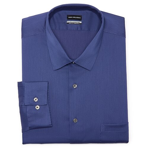 Van Heusen Ultra Flex Big And Tall Mens Regular Fit Wrinkle Free Long Sleeve Dress Shirt In Blue
