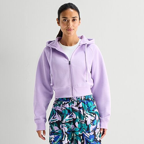 Xersion Womens Long Sleeve Fleece Active Hoodie In Purple
