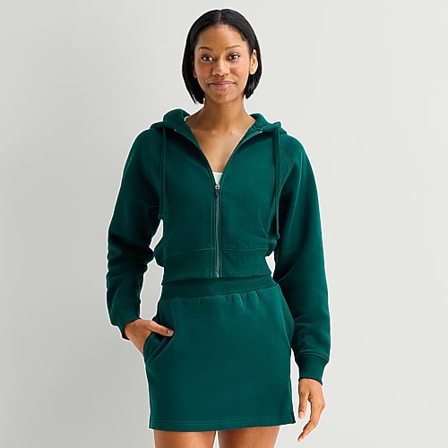 Xersion Womens Long Sleeve Fleece Active Hoodie In Green