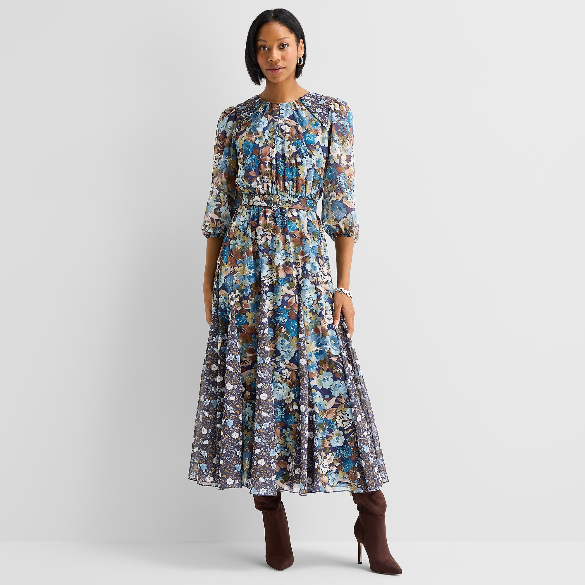 Sam And Jess Womens Keyhole Neck Long Sleeve Balloon Maxi Dress