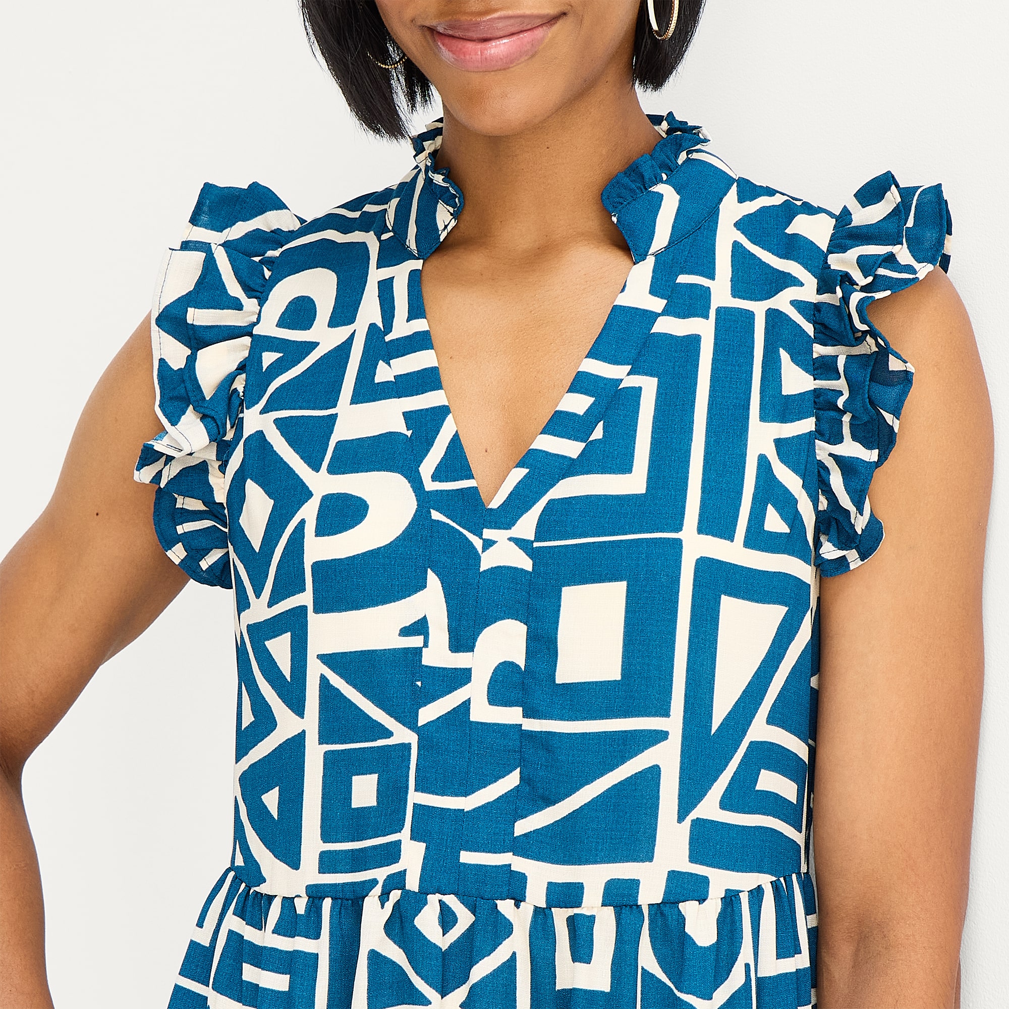Sandra Darren Womens Notch Neck Sleeveless Geometric Shift Dress