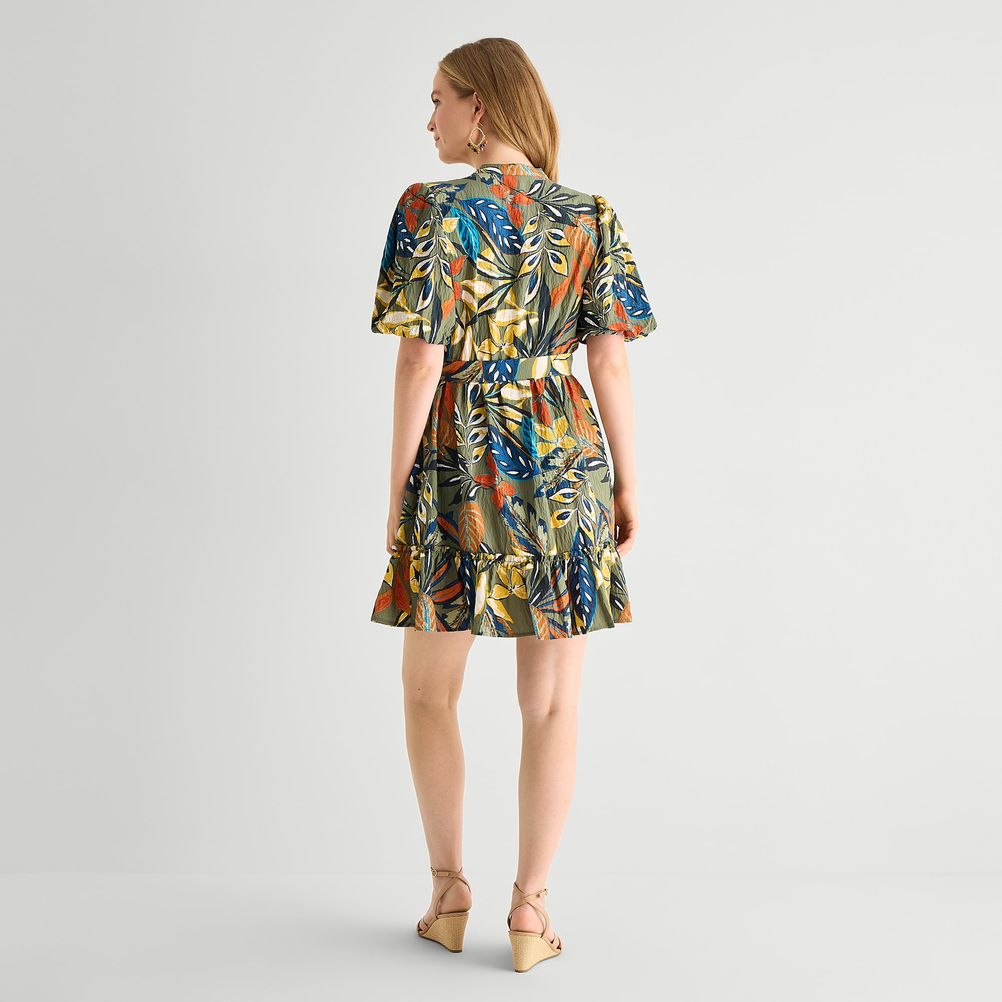 Studio 1 Womens Short Sleeve Abstract Shirt Dress