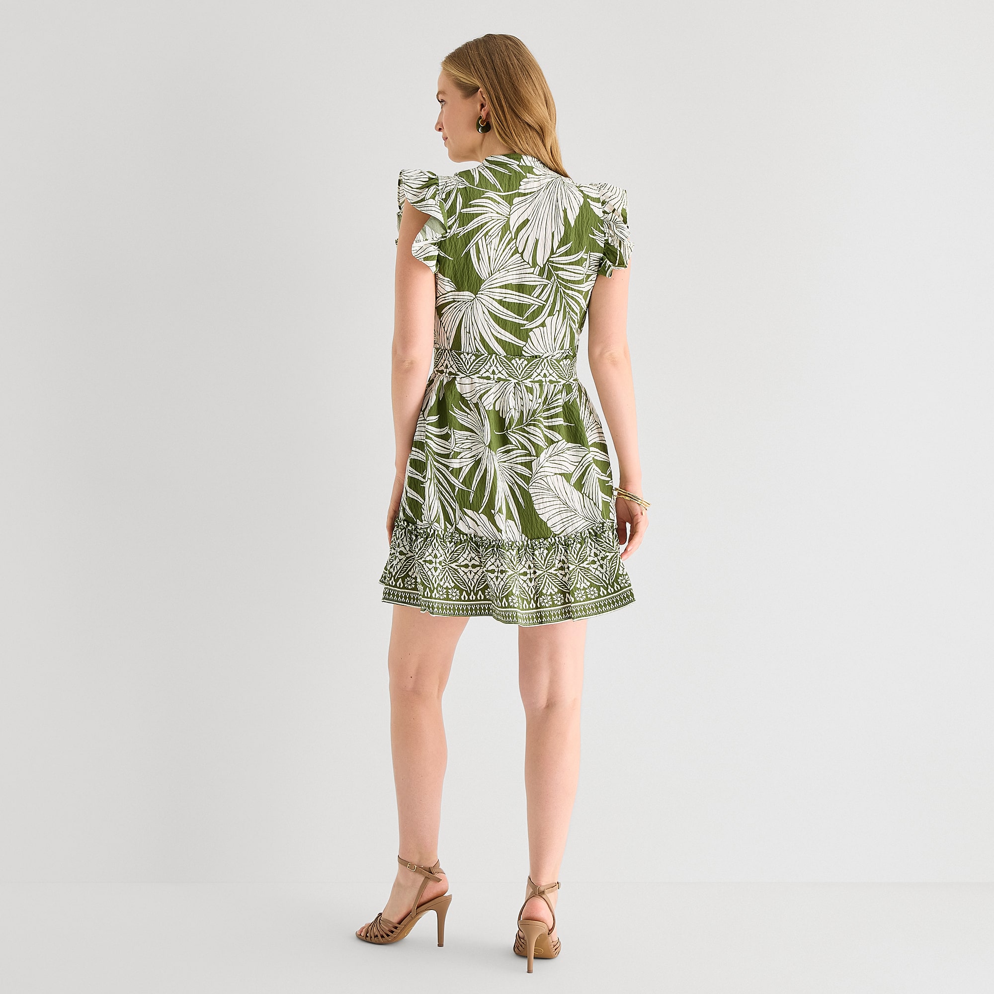 Studio 1 Womens Short Sleeve Leaf Shirt Dress