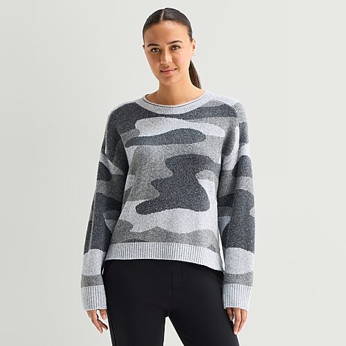 Stylus Womens Crew Neck Long Sleeve Pullover Sweater In Gray