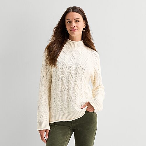 St. John's Bay Womens Mock Neck Long Sleeve Pullover Sweater In Red