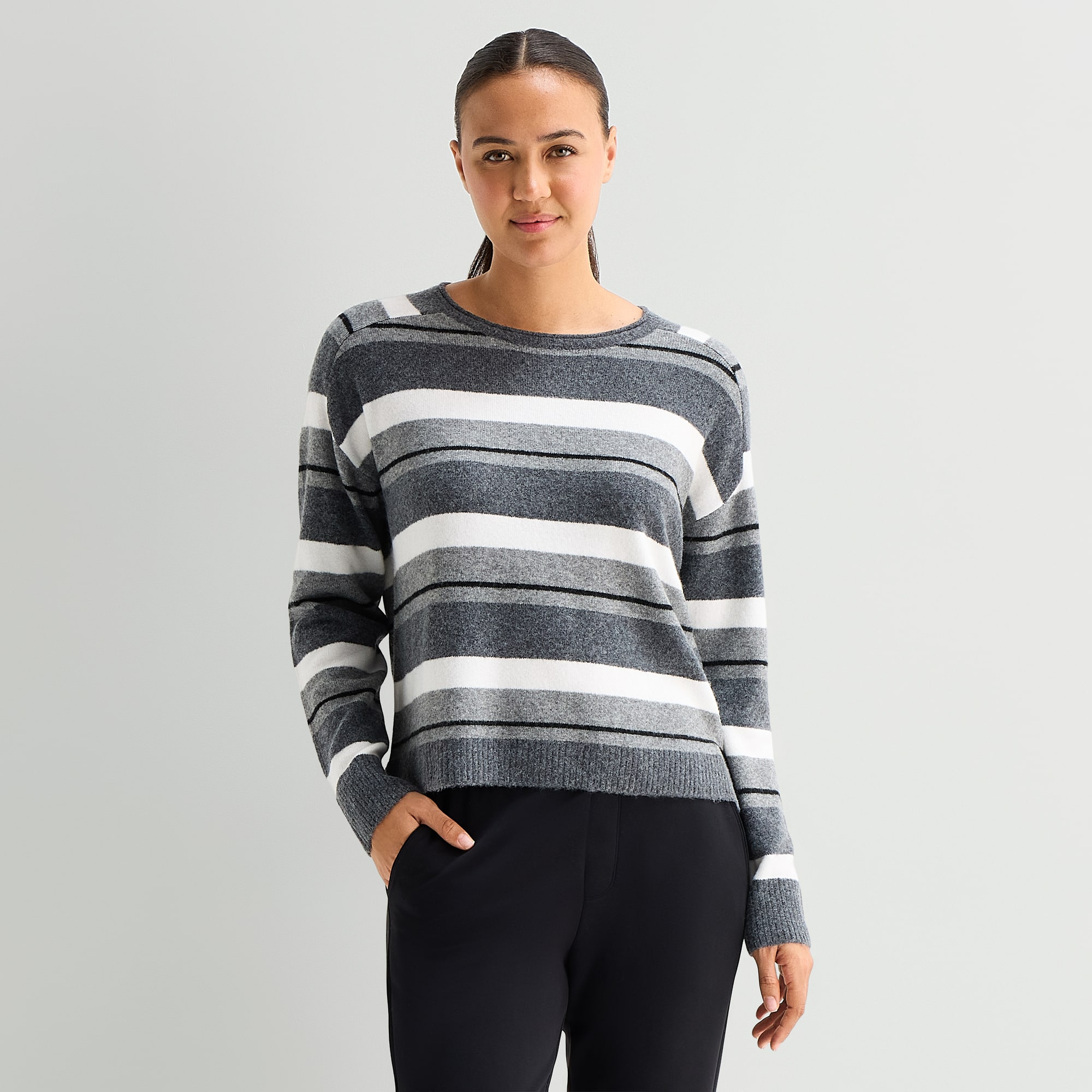 Stylus Womens Crew Neck Long Sleeve Pullover Sweater
