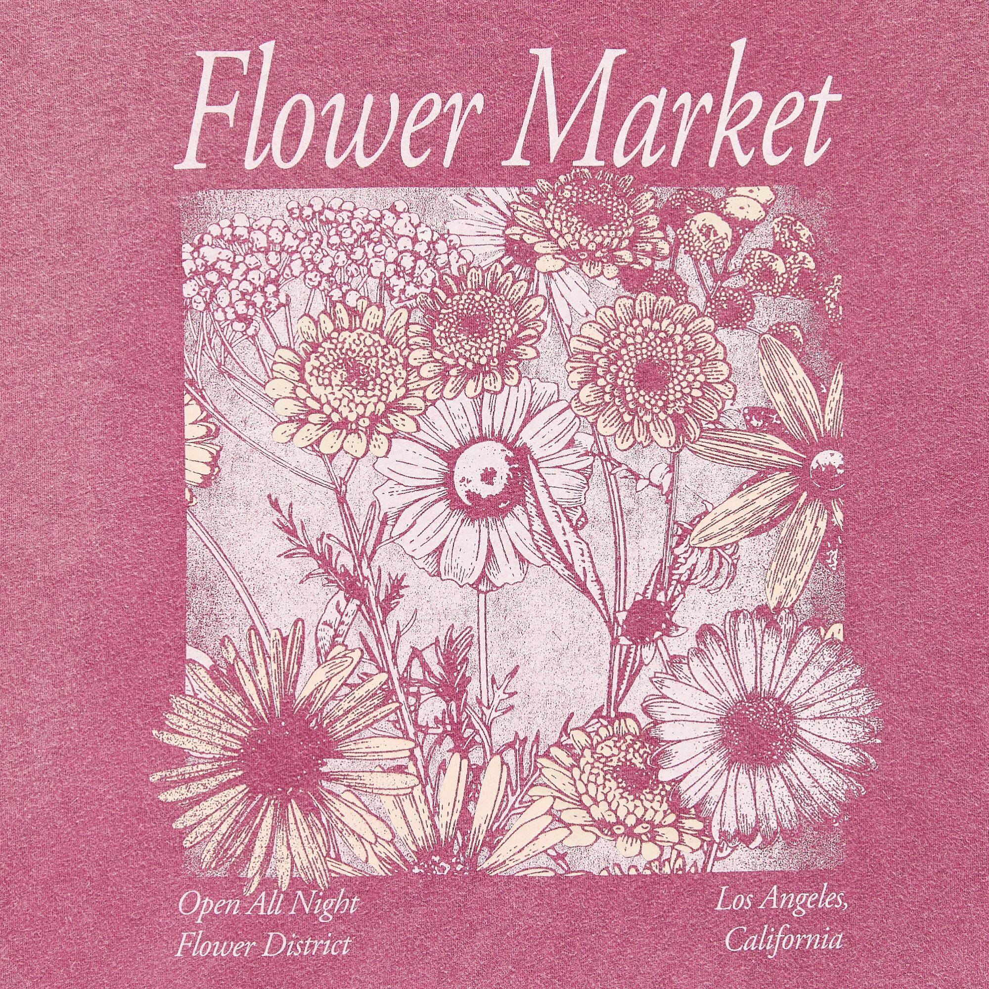 Flower Market Womens Juniors Crew Neck Elbow Sleeve Oversized Graphic T-Shirt