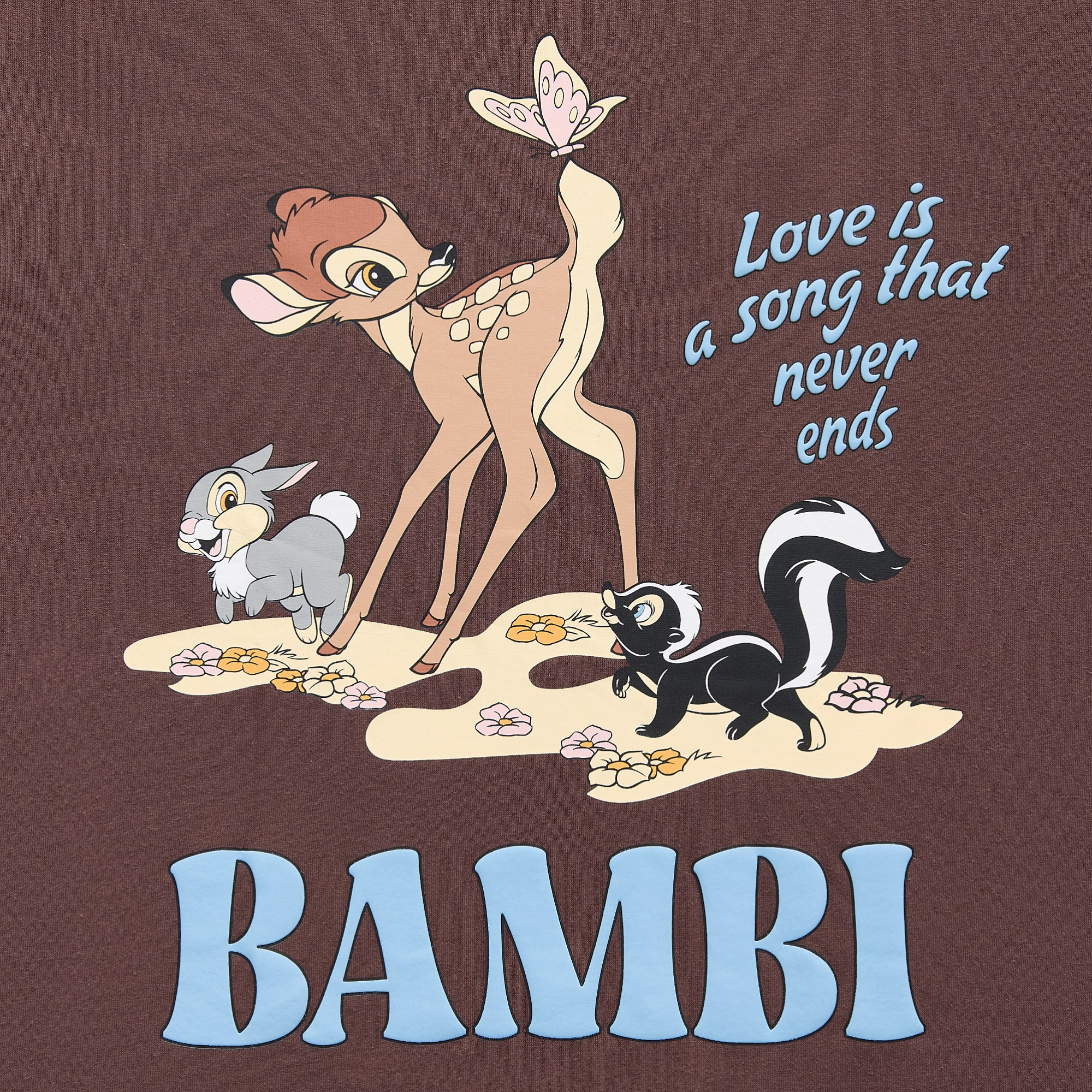 Womens Juniors Crew Neck Short Sleeve Regular Fit Bambi Graphic T-Shirt
