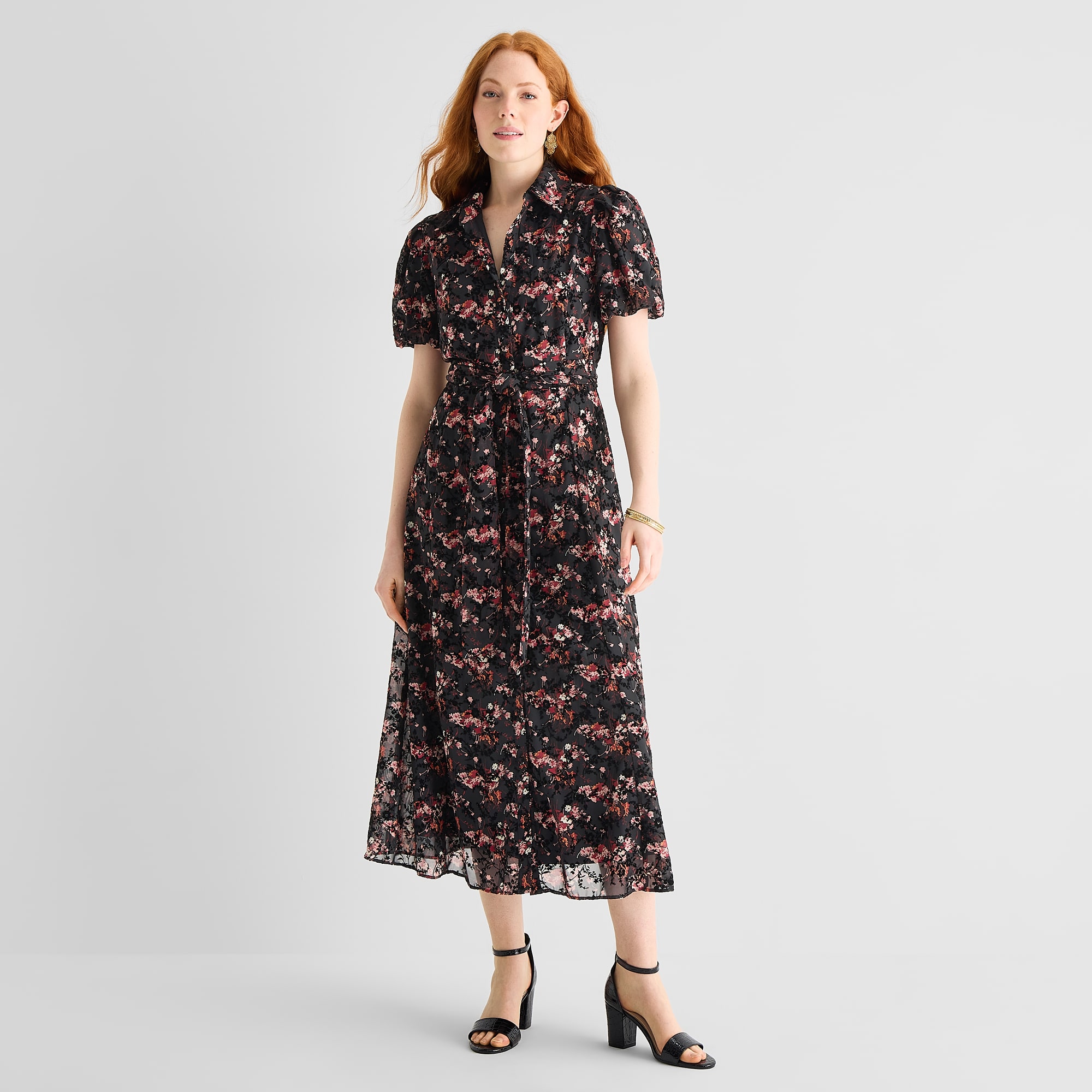 Studio 1 Womens V Neck Short Sleeve Flutter Maxi Dress