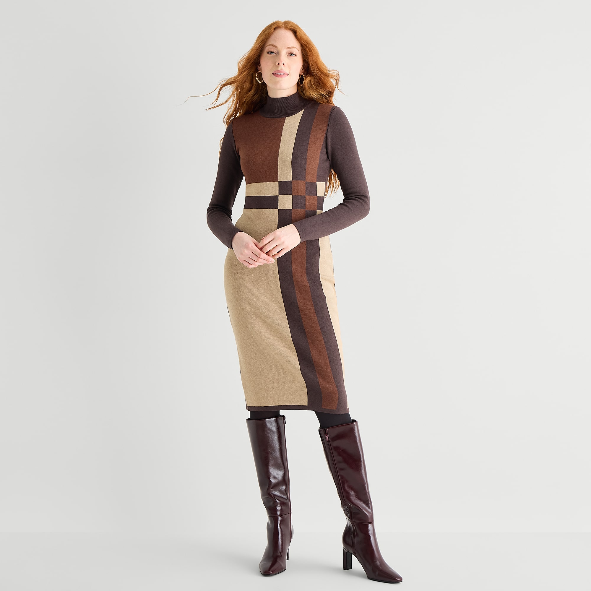 Danny & Nicole Womens Long Sleeve Midi Sweater Dress