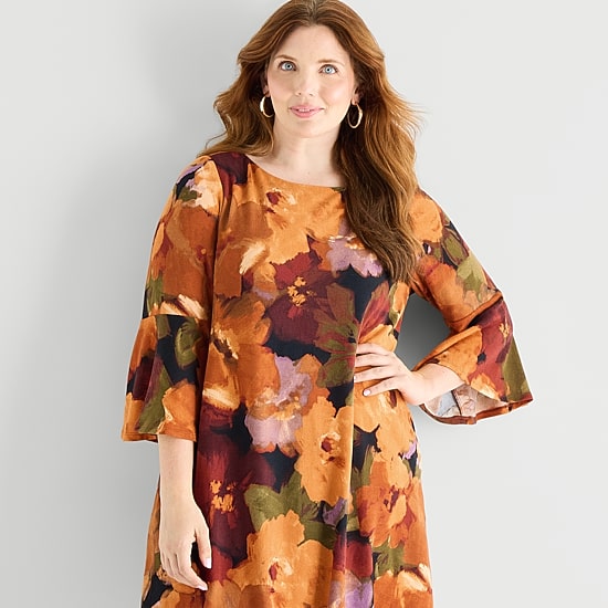 Jessica Howard Womens Plus Boat Neck 3/4 Sleeve Floral Shift Dress