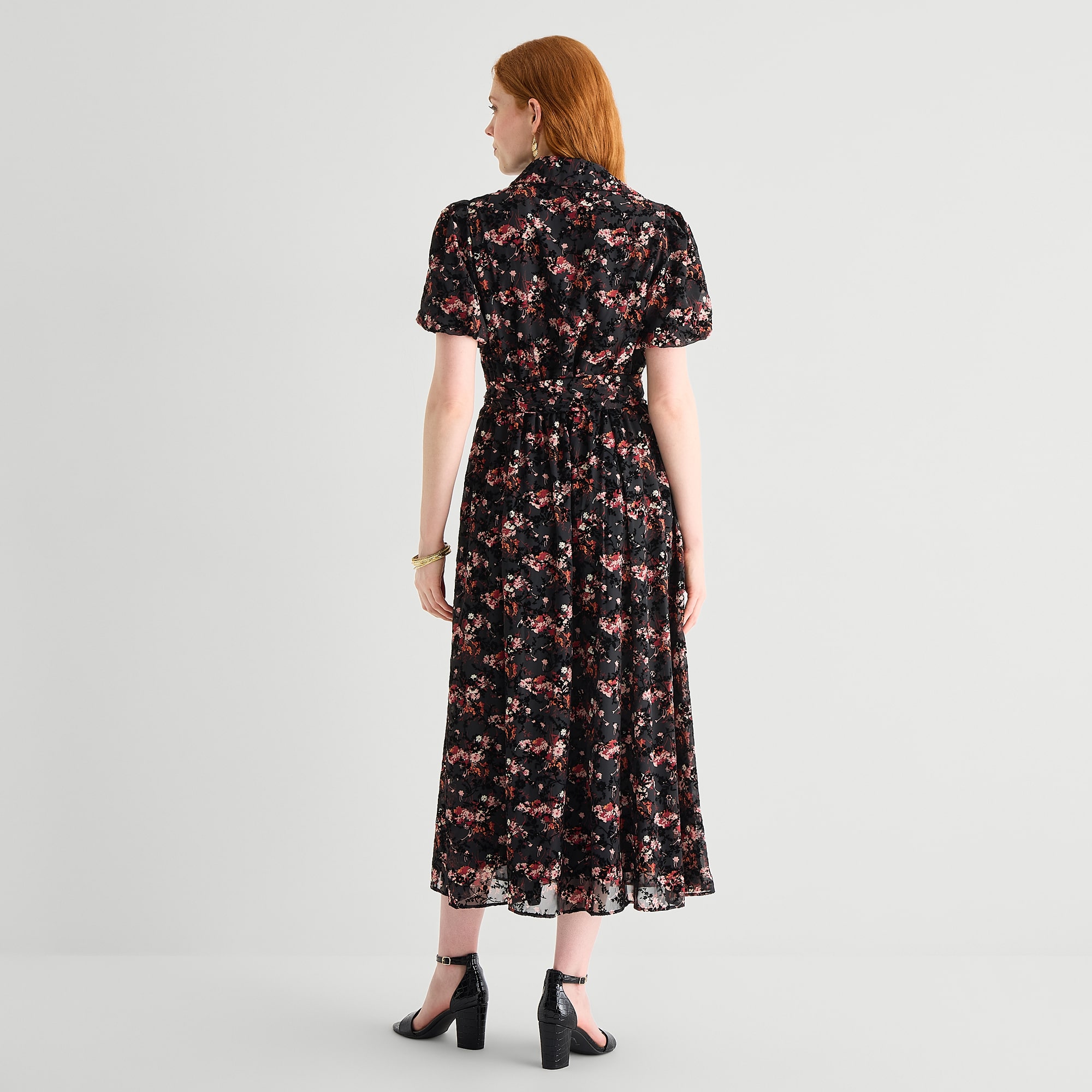 Studio 1 Womens V Neck Short Sleeve Flutter Maxi Dress