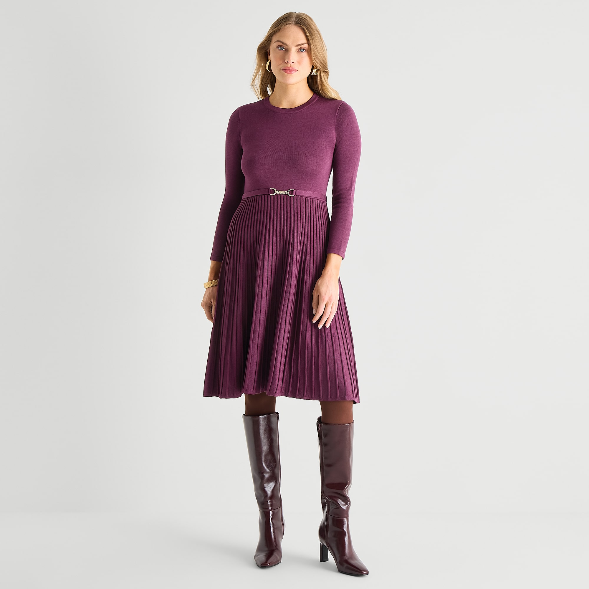 Jessica Howard Womens Long Sleeve Sweater Dress