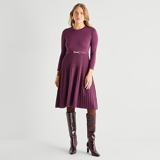 Jessica Howard Womens Long Sleeve Sweater Dress