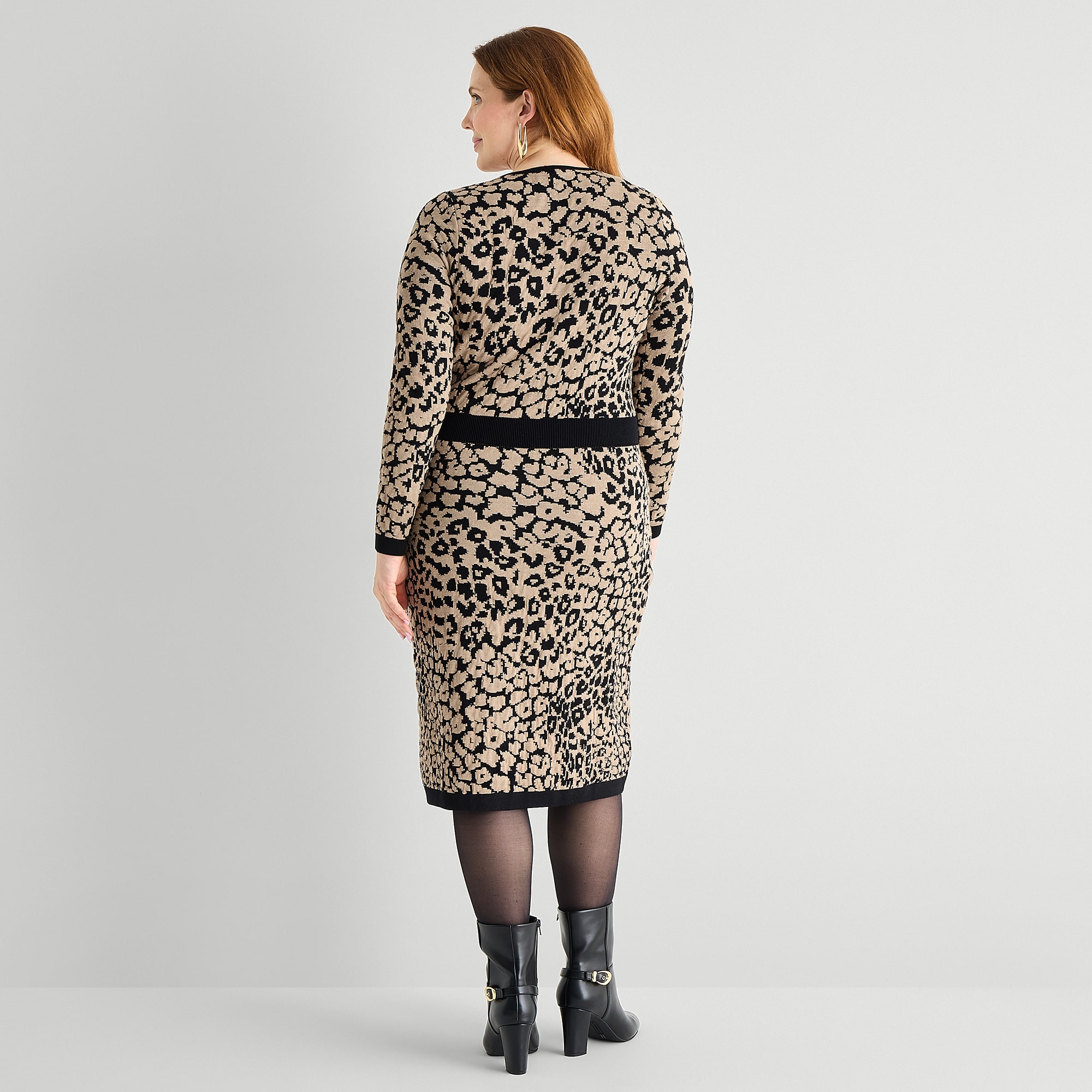 Melonie T Womens Plus Long Sleeve Animal Sweater Dress