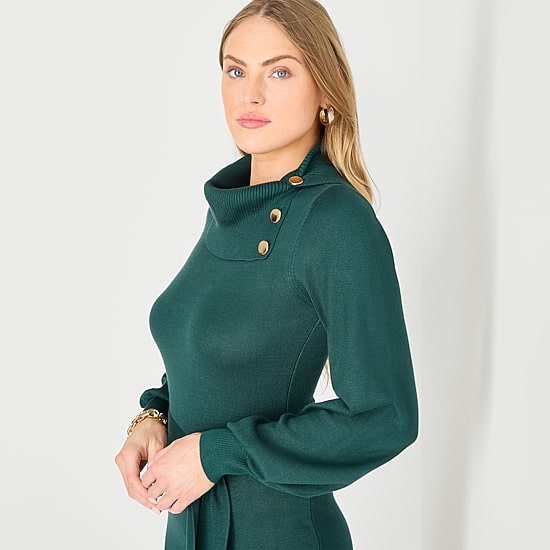 Jessica Howard Womens Long Sleeve Midi Sweater Dress