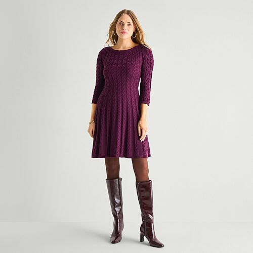 Jessica Howard Womens 3/4 Sleeve Sweater Dress In Purple