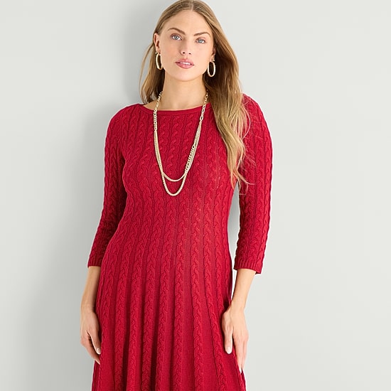 Jessica Howard Womens 3/4 Sleeve Sweater Dress