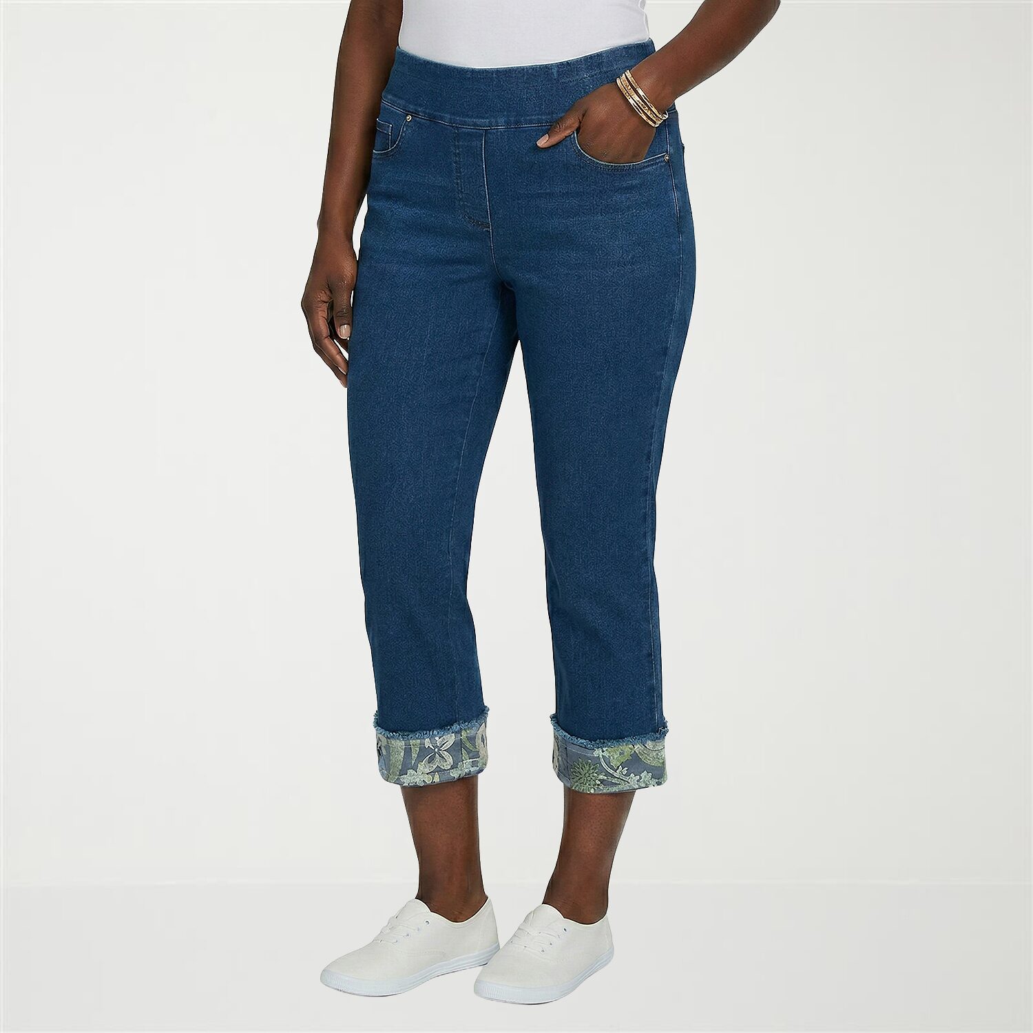 Alfred Dunner Indigo Girls Womens Straight Mid Rise Cropped Pant