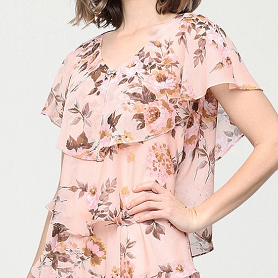 S. L. Fashions Womens Round Neck Short Sleeve Floral Shift Dress