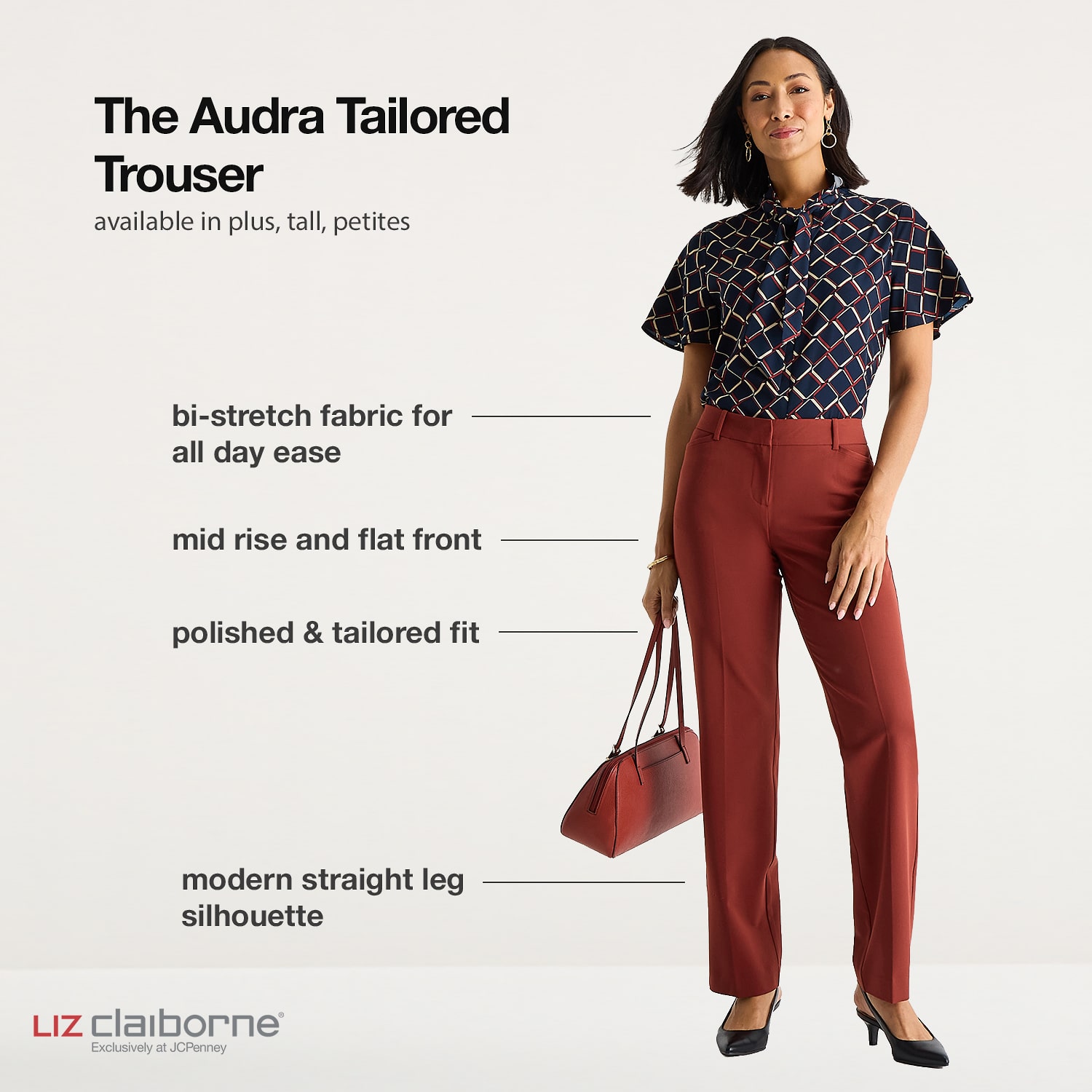 Liz Claiborne Audra Curvy Womens Straight Mid Rise Trouser