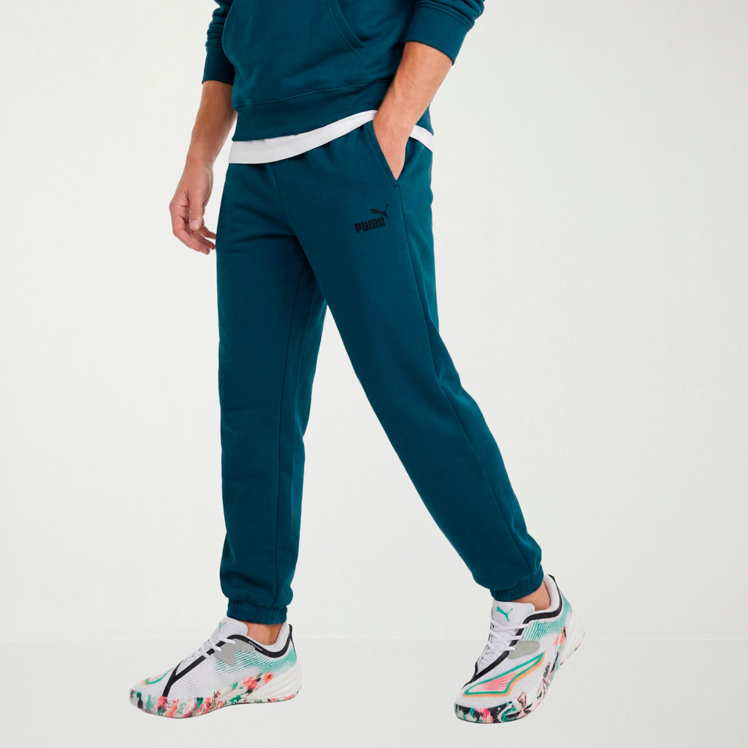 PUMA Mens Straight Mid Rise Regular Fit Fleece Active Jogger Pant